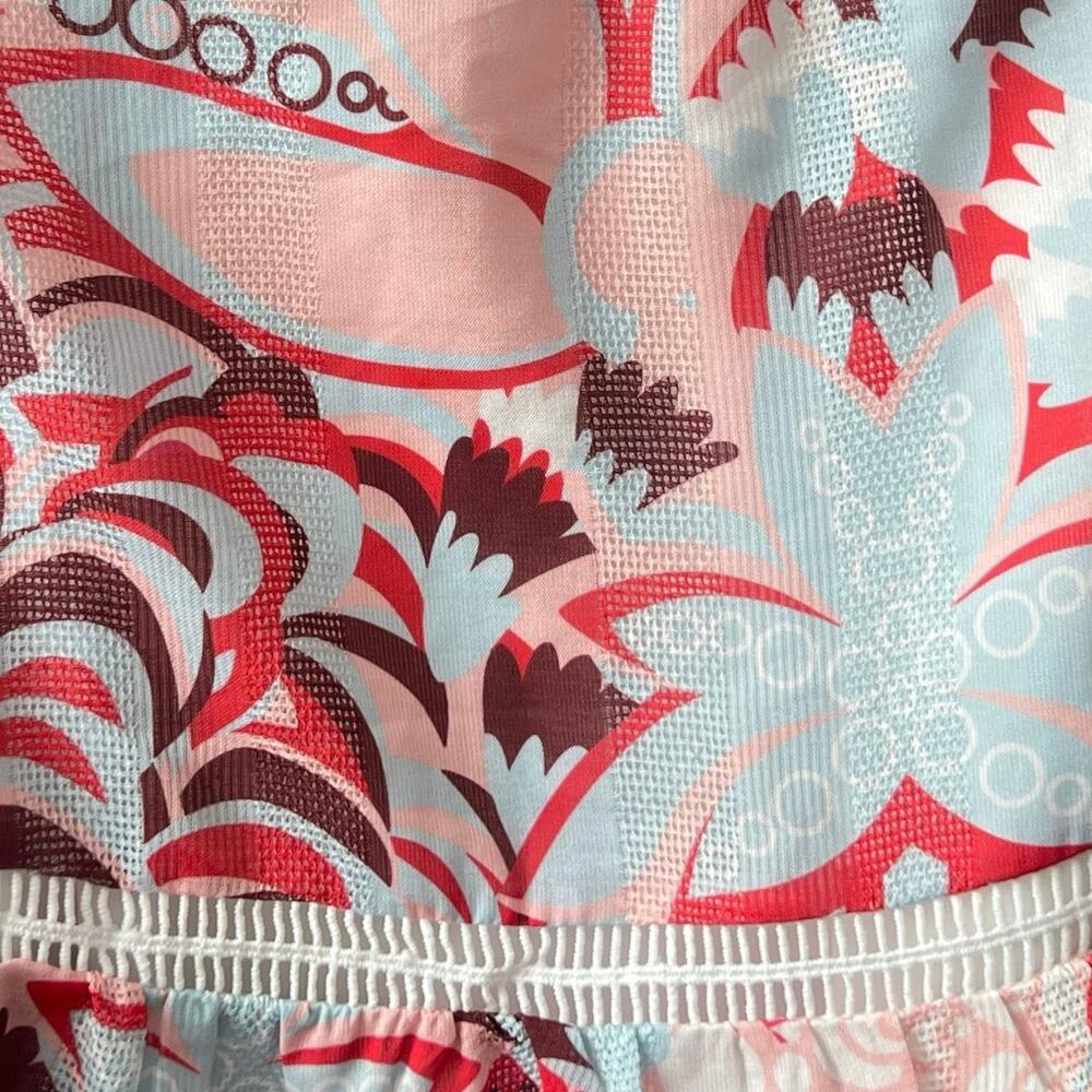 Mulla Miniskirt Women’s M Pink Blue Multicolor Abstract Floral Ladder Lace NWT - Picture 3 of 10